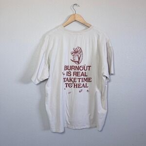 Graphic Tank Top - 'Burnout Is Real' White with Red Print